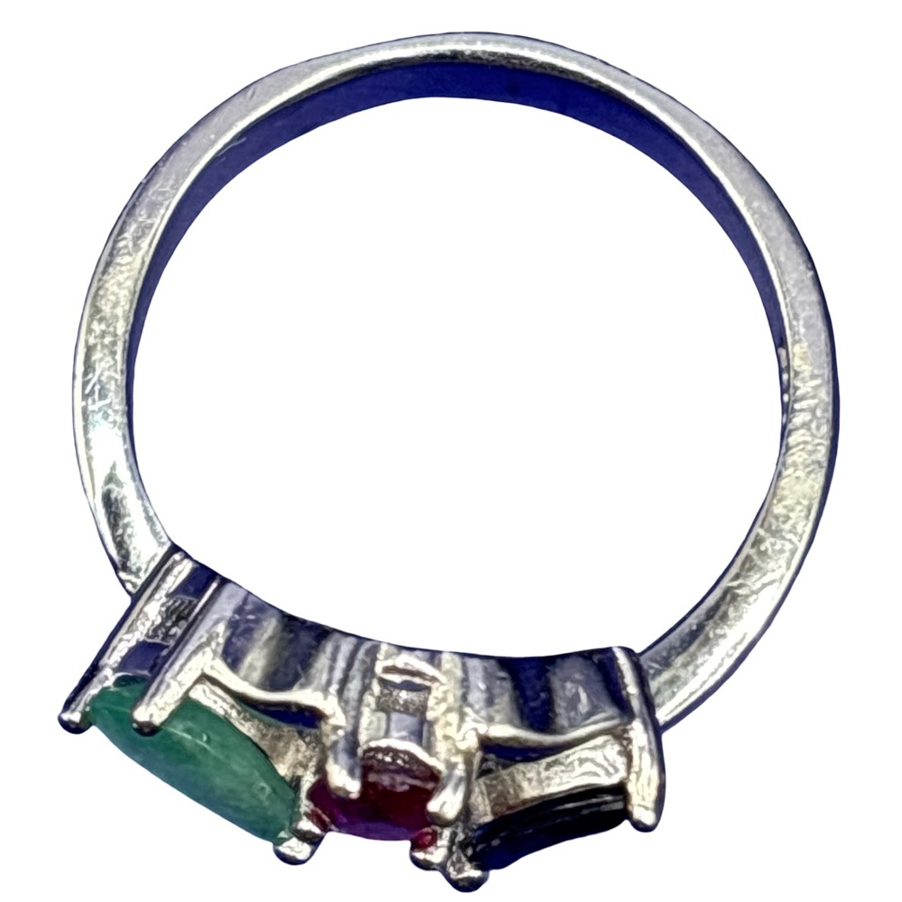 Stunning Silver Ring With Multi-Colored Stones 92… - image 5